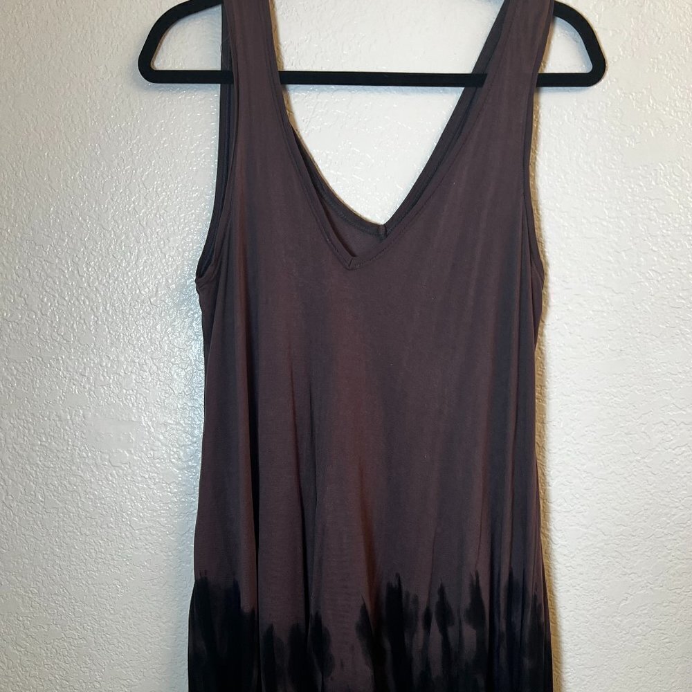 We The Free Free People Brown Dip Dye V-Neck Tank Top Sleeveless Tunic Small